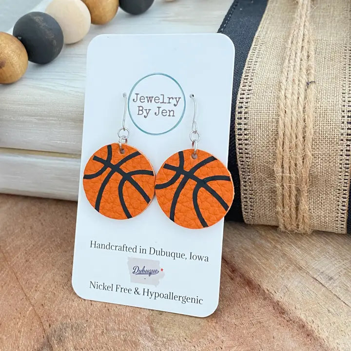 Basketball Leather Earrings