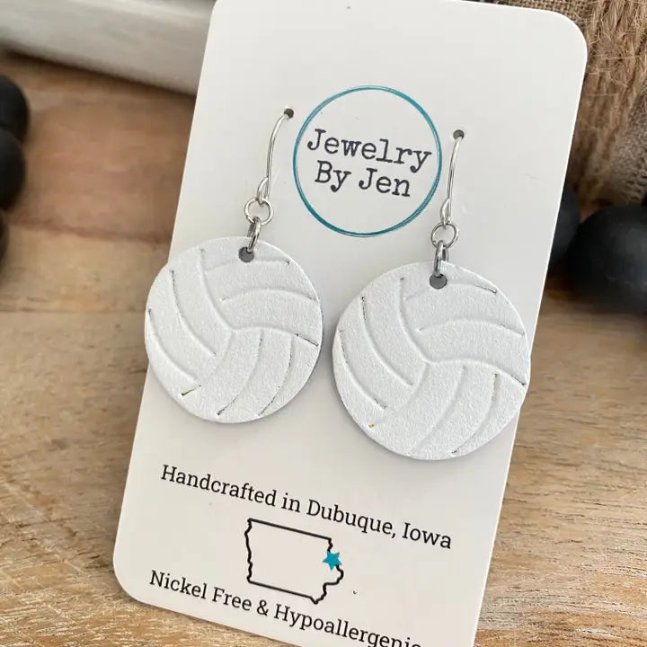 Volleyball Leather Earrings