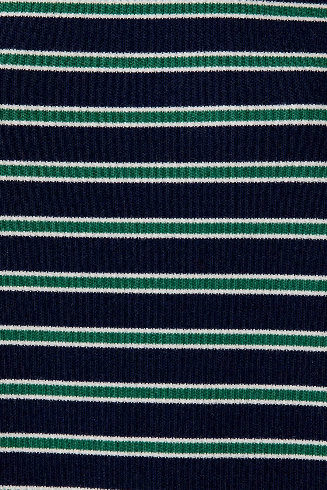 Navy & Green Stripe Boatneck Top