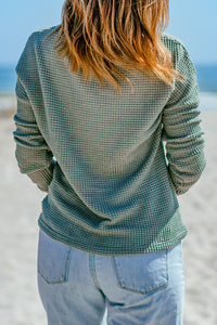 Waffle Knit Long Sleeve Top - Asst. Colors