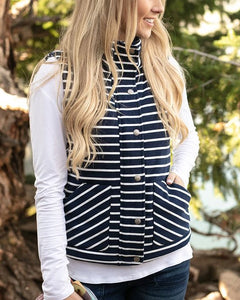 $20.00 SALE - G&L - Navy Stripe Knit Puffer Vest