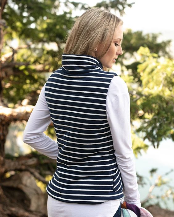 $20.00 SALE - G&L - Navy Stripe Knit Puffer Vest