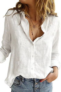 $20.00 SALE - White Linen Collared Shirt