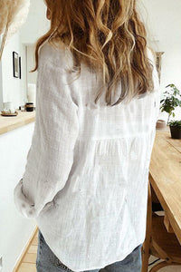 $20.00 SALE - White Linen Collared Shirt